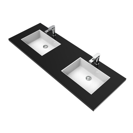 Castello Usa Serenity 60" Solid Surface Vanity Top with Black Top and White Basin CB-GM-2066-60-B